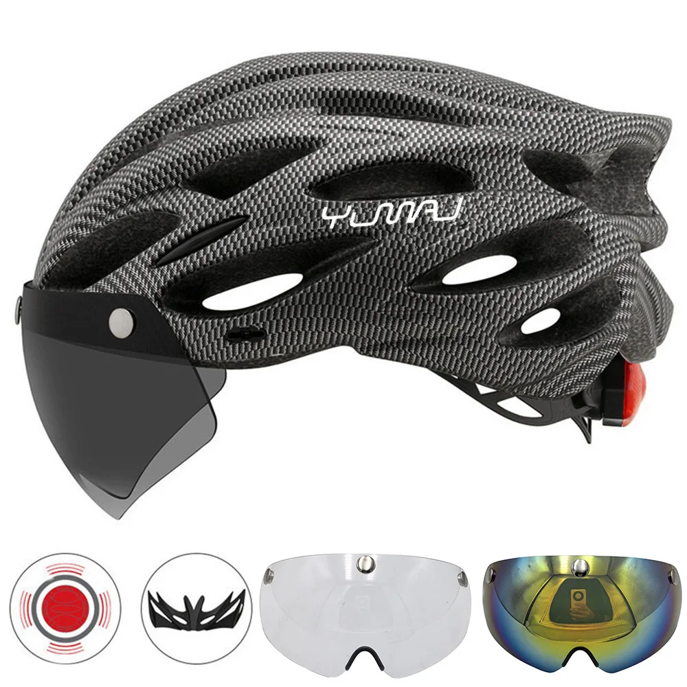 230g YUMAJ Ultraleichter Helm für Straße und Berge, Integral geformt mit abnehmbarem Visier, Fahrrad-Rücklicht-Helm CB-26 – Detail 24