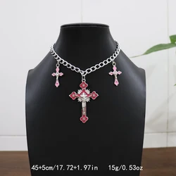 1 Piece Alloy Cross Necklace Chao Men y2k Diablo Pendant Collar Sweet Cool Girl Necklace Punk Cross Necklace