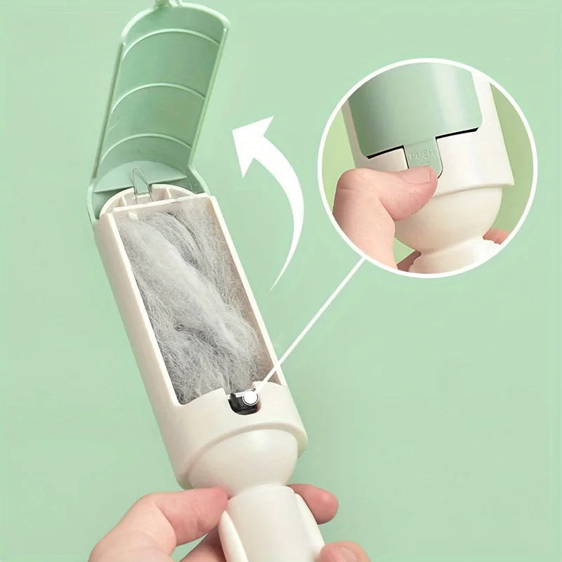 أسطوانة إزالة شعر الحيوانات الأليفة لتنظيف شعر القطط والكلاب، مشط دوار مزدوج الجوانب، أداة غبار قابلة لإعادة الاستخدام للملابس والسجاد والفراش