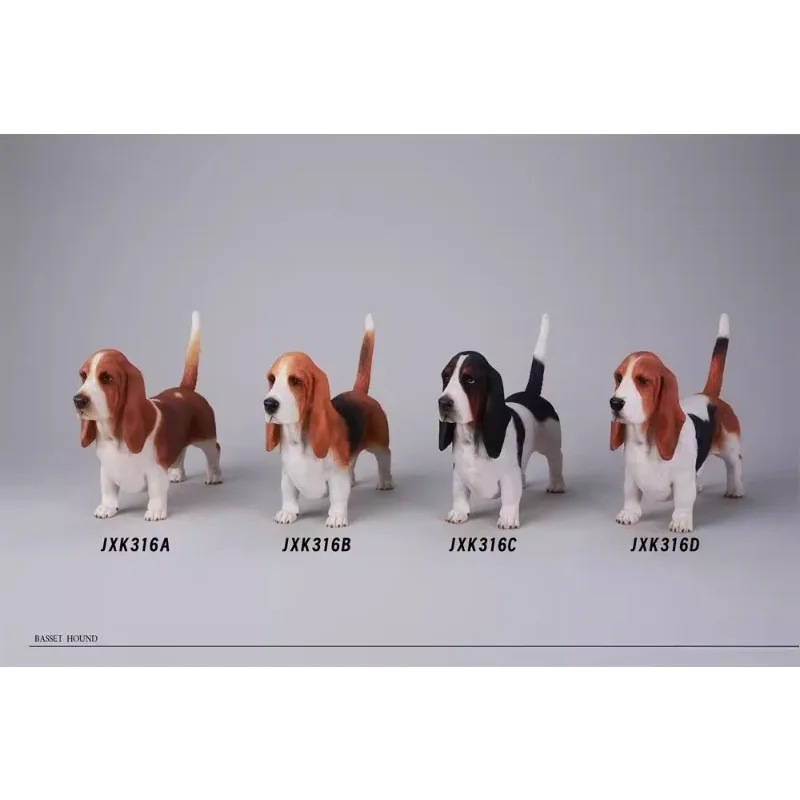 Pre-sale JXK 1/6 Schaal Gesimuleerde Diermodel Schattige Puppy Hars Basset Hound Dog Model Desktop Ornament Decoratie Gift