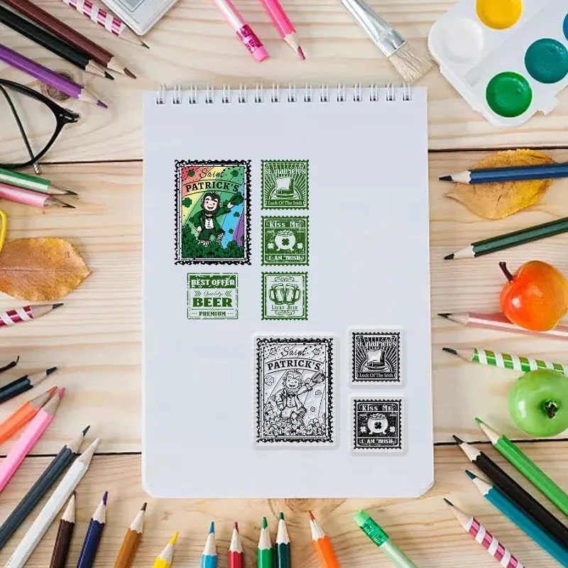 ورقة طوابع بلاستيكية شفافة من كلوريد البولي فينيل ، ورقة طوابع مطاطية للبريد ، ختم شفاف لديي ، يوم القديس باتريك ، ورقة واحدة #6