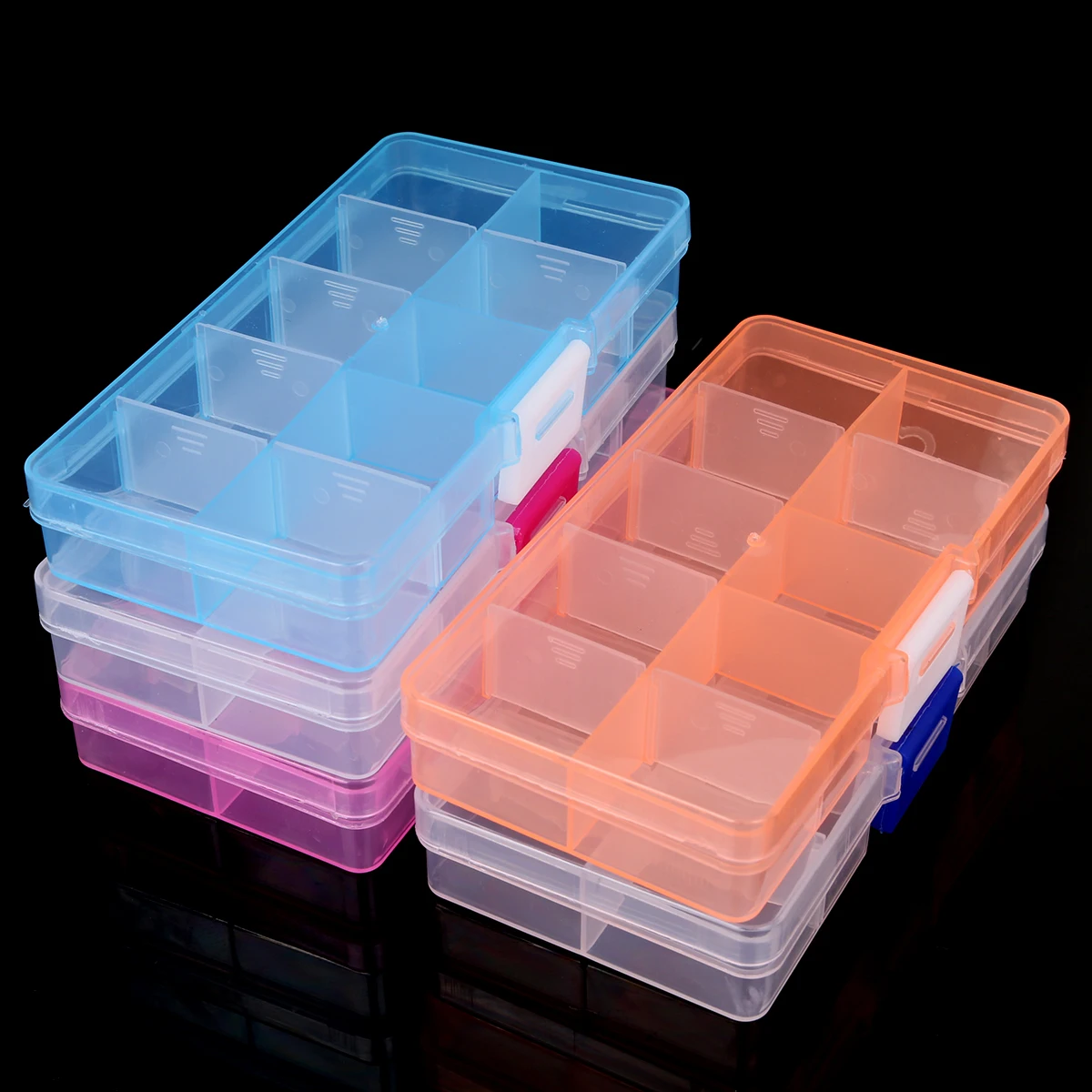 1pcs High Quality 12.8x6.5x2.2cm DIY Buttons&Needles Case Organizer Box 10 Slots Transparent Splittable Plastic Storage Boxes