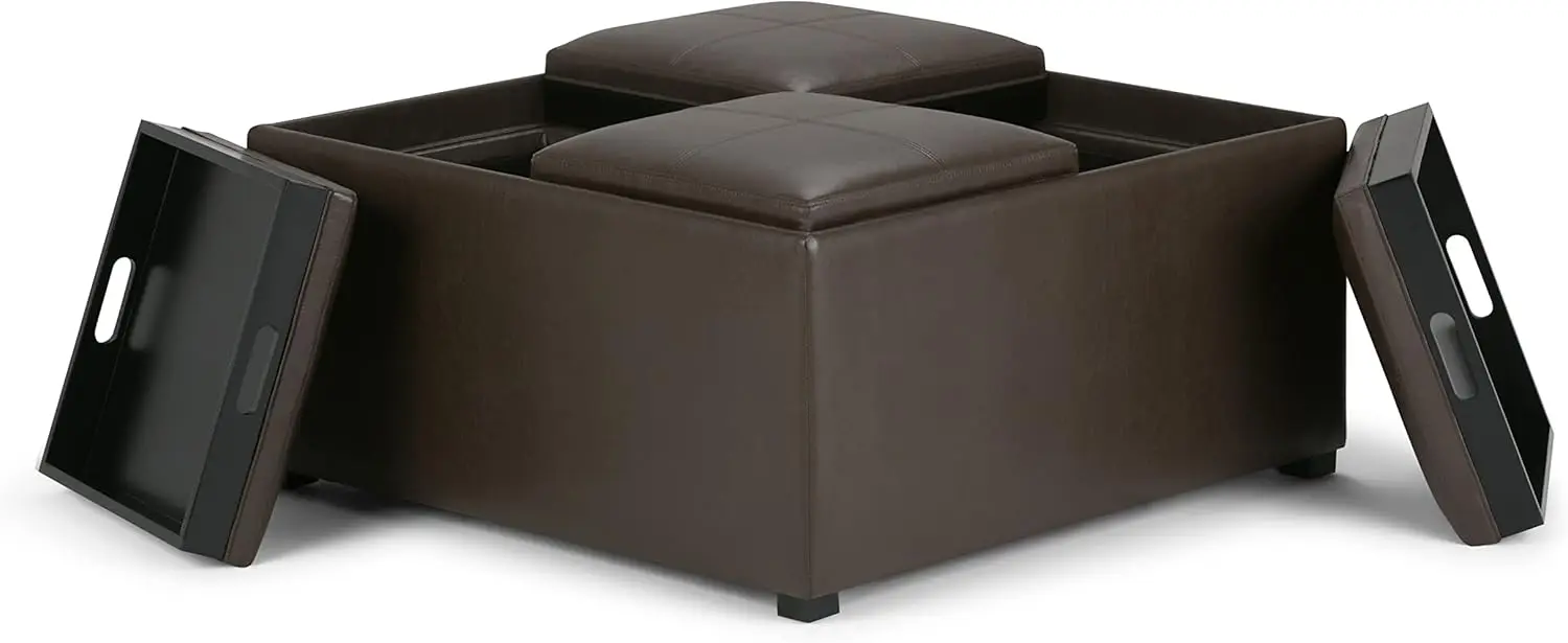 35 inch Wide Contemporary Square Coffee Table Storage  for the Living Room and Bedroom