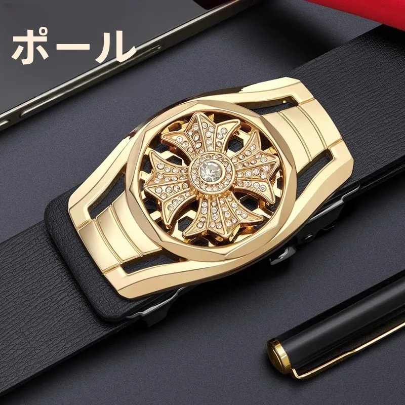 ポールメンズベルト　おしゃれな若者向け自動バックルカジュアルレザーベルト　ビジネスカジュアルウエストベルト（男性用）