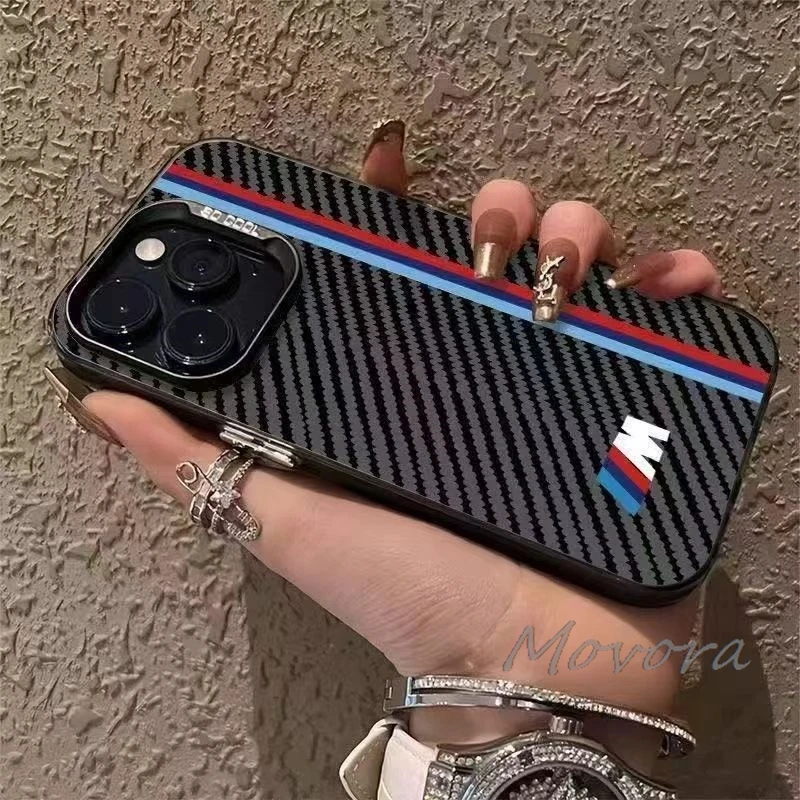 For iPhone 17 16e 16 15 14 13 12 11 Pro Max X XR XSMAX 8 7 Air Plus For BMW-M Logo Phone Case Carbon Fiber Texture Cover Sticker - view 3