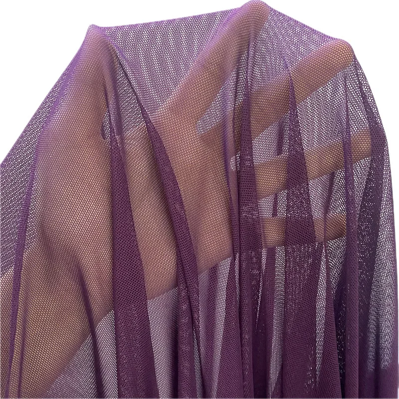 Deep Purple Elastic Net Mesh, Four-way Stretch Fabric, For Handmade Dress And Designer Cloth