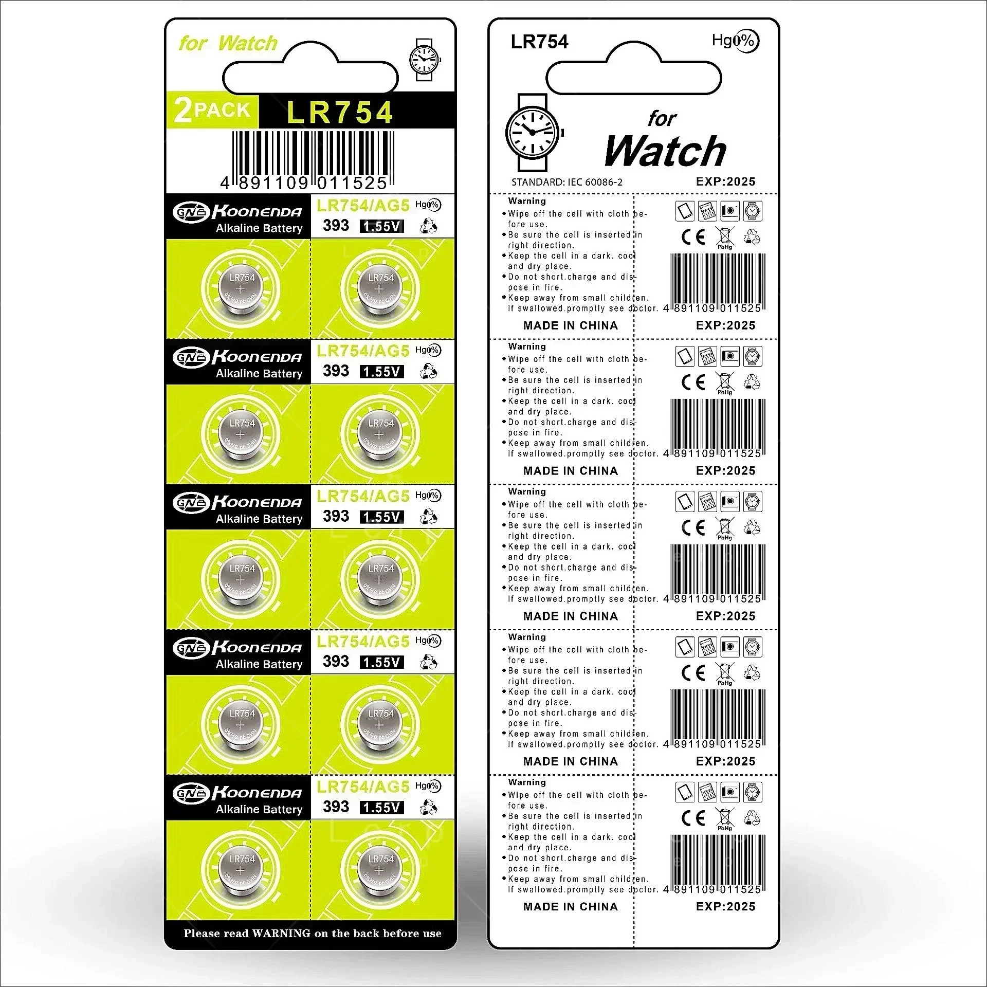 AG5 LR754 Coin Cell Battery 393A L754F Electronic SR754SW Hearing Aid Electronic Battery