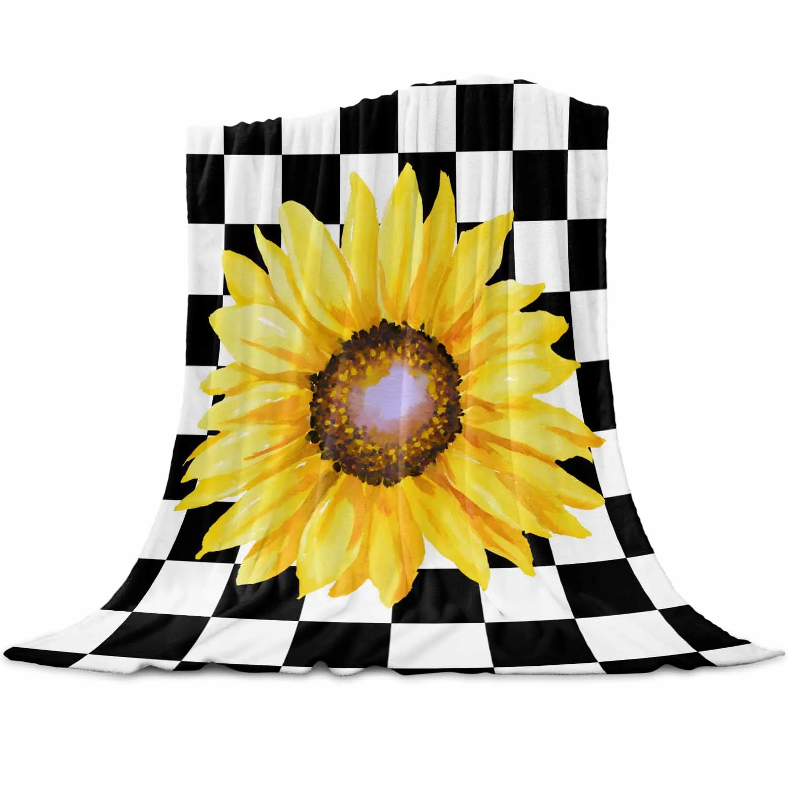 

Lattice Element Sunflower Plant Throws Blankets for Sofa Bed Winter Soft Plush Warm Family Friends Holiday Gifts