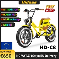 Hidoes HD-C8 Electric Bike 700W Motor 48V17AH Battery 40 km/h Max Speed 45-55KM Range Adult City 20*4 Inch Tire Electric Bicycle