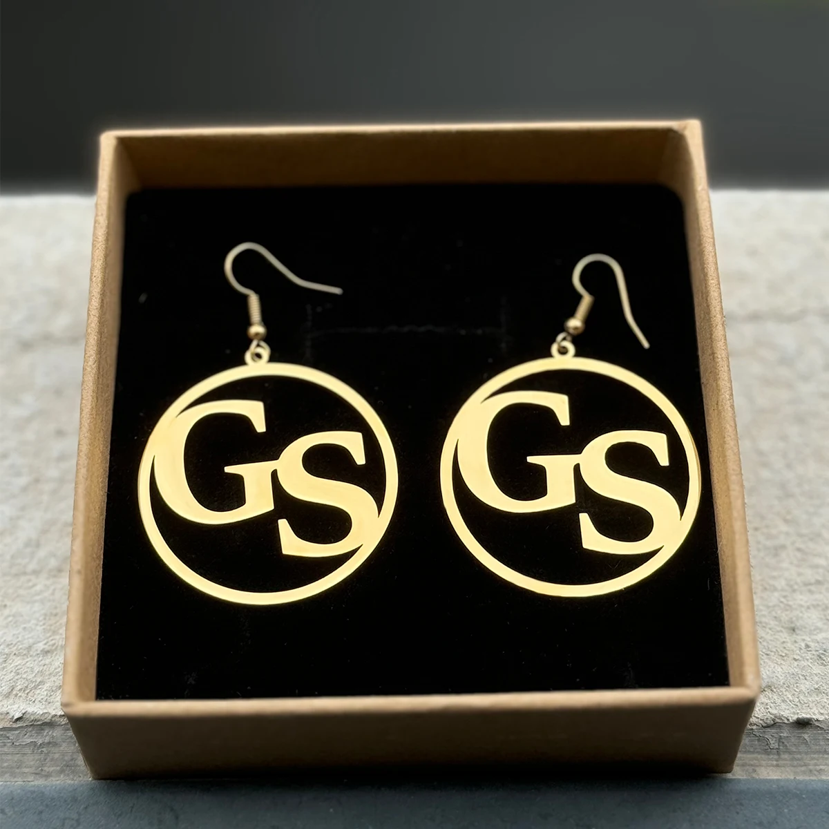 

Custom Name Earrings Initial Letter Stainless Steel Drop Hook Jewelry for Women Men Personalized Party Anniversary Gift