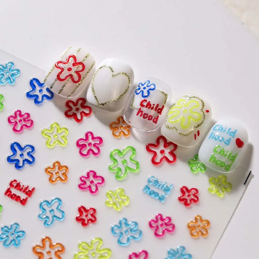 Flowers Jelly Nail Stickers Honey Peach Strawberry Jelly Bear Nail Decals Manicure Ornaments Jelly Stickers