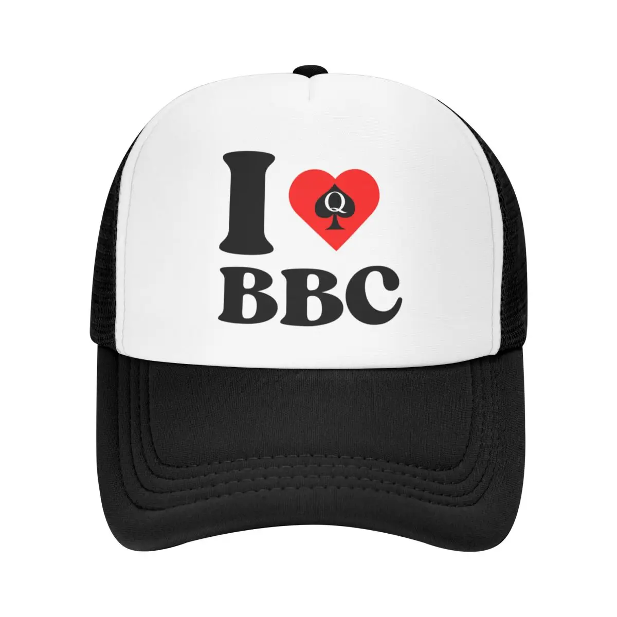 

Custom I Love BBC Trucker Hat Men Women Adjustable Adult Queen Of Spades Baseball Cap Summer Dad Hat