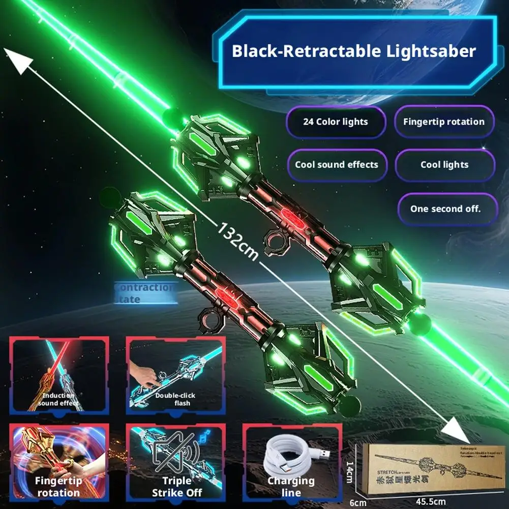 

Многоцветный выдвижной световой меч-игрушка для детей — флуоресцентная светящаяся лазерная палочка с крутыми звуковыми эффектами, светодиодная сабля