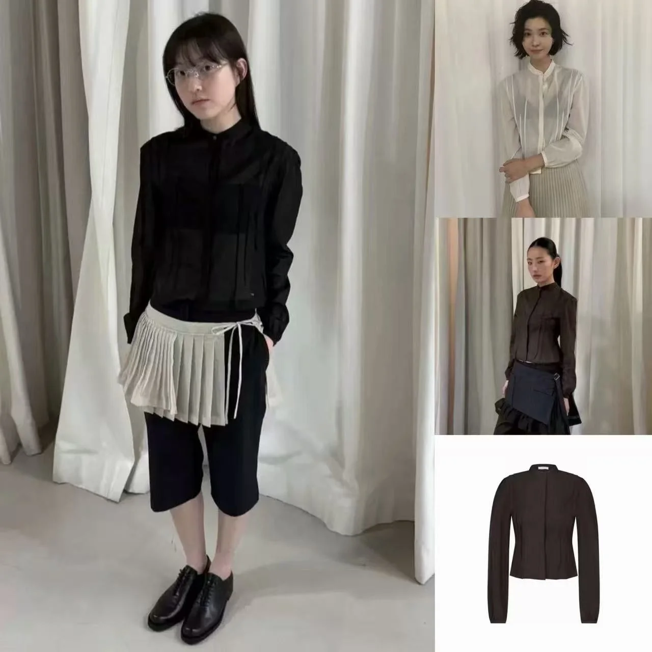 

Jin Hua Long Sleeve Shirt Slim Fit Stand Collar Gored Design Korean Style Women's Premium Fashion Top Waist Inward Design