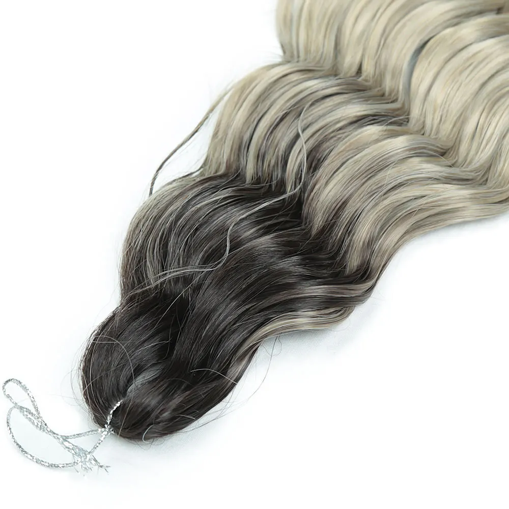 ALIBABY Anna Estensioni dei capelli intrecciati sintetici Sciolti ondulati profondi 24 pollici Treccia lunga Capelli Ombre Marrone Torsione Capelli all'uncinetto