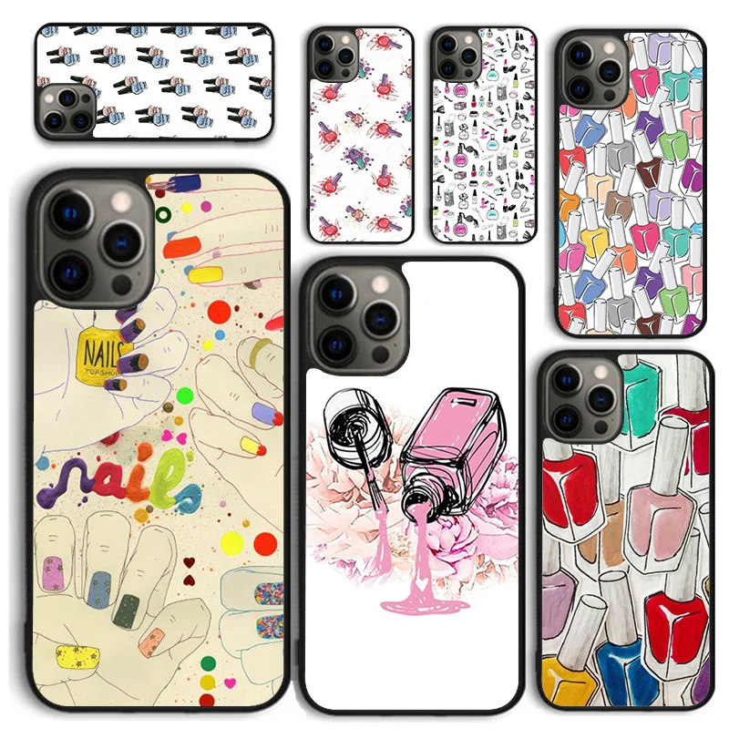 Nail Polish Phone Case for iPhone 16 15 SE2020 6 7 8 Plus for Apple 13 11 12 14 Mini Pro Max Cover  coque fundas Shell