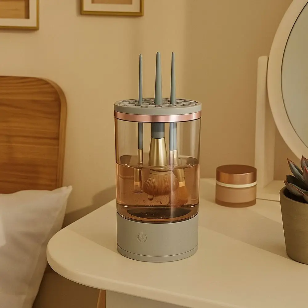 

Автоматический вращающийся электрический очиститель кистей для макияжа, быстросохнущий эффективный очиститель кистей для макияжа, экономия времени 3 в 1