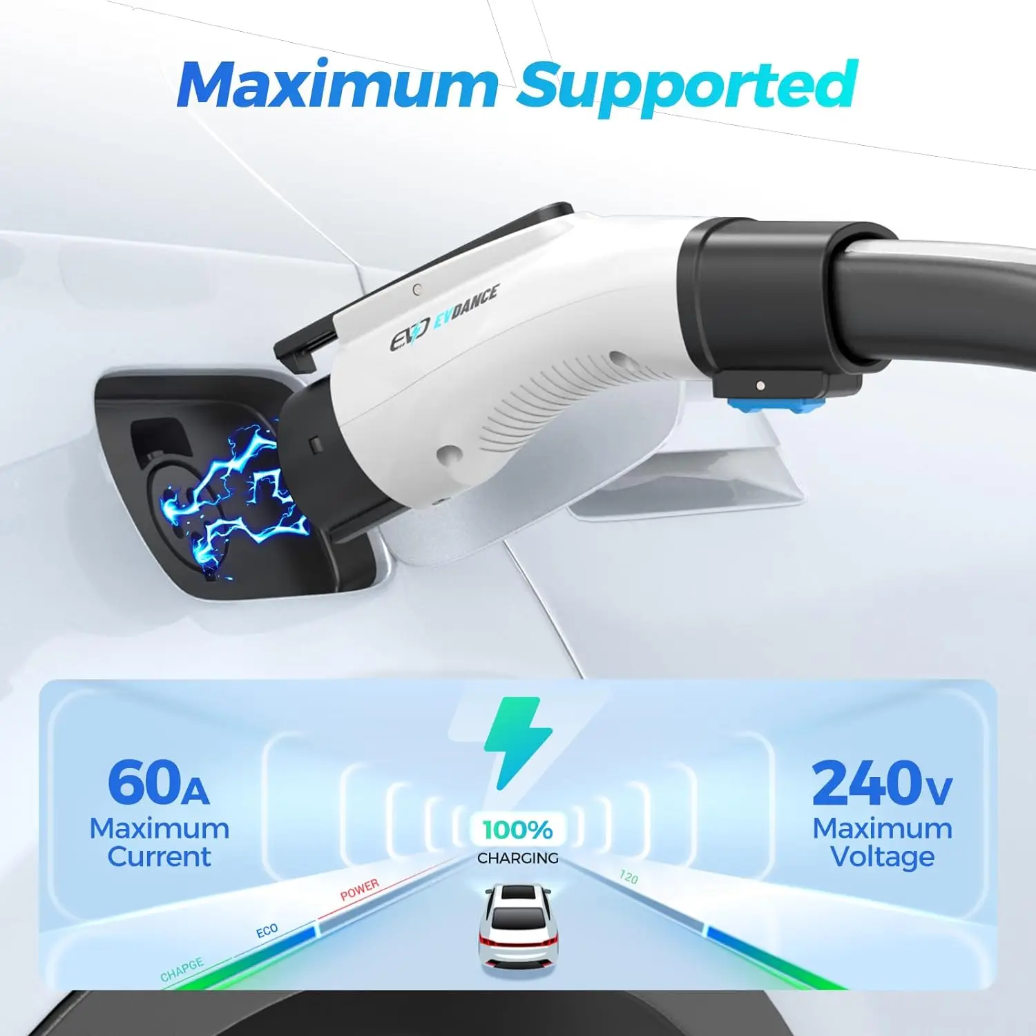 EVDANCE Portable Tesla to J1772 Adapters Max 60A 240V Electric Vehicles Charging Devices Compatible with All NACS Chargers