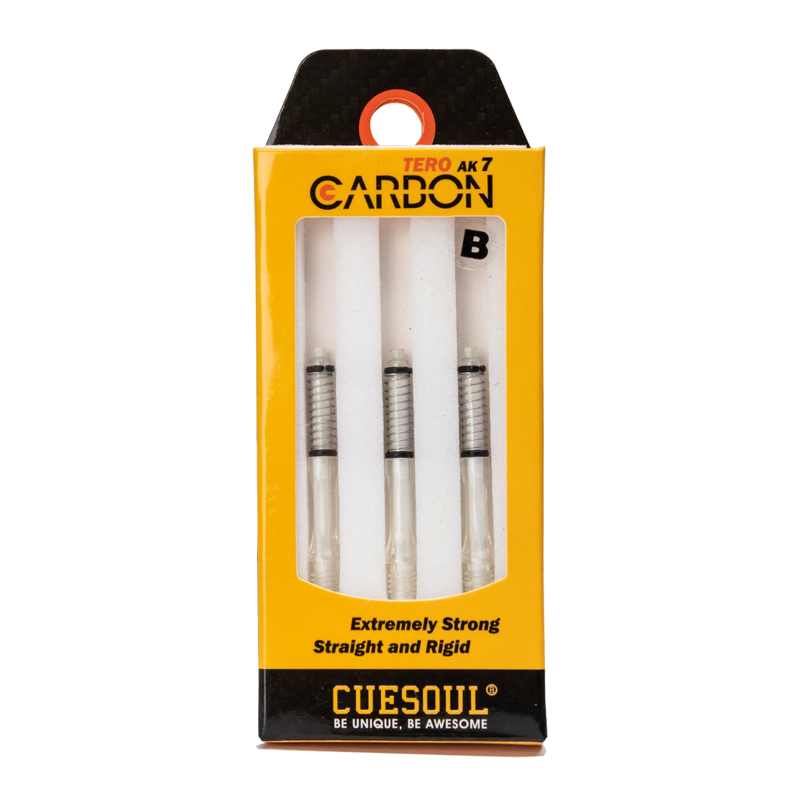 CUESOUL TERO AK7 Ejes/varilla de dardos de carbono, delgada, color blanco, resorte incorporado telescópico