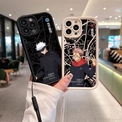 Jujutsu Kaisen Satoru Gojo Phone Case for IPhone 15 14 13 12 11 Pro Max Mini XR XS X 8 Plus Soft TPU Back Cover With Hand Strap