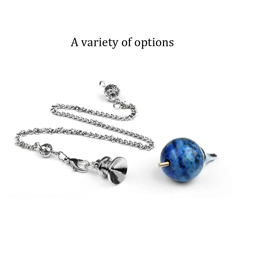 Natural Crystal Agate Gemstone Orb Pendulum Pendant Detachable Spiritual Pendulum Chain Charms for Jewelry Making Accessories