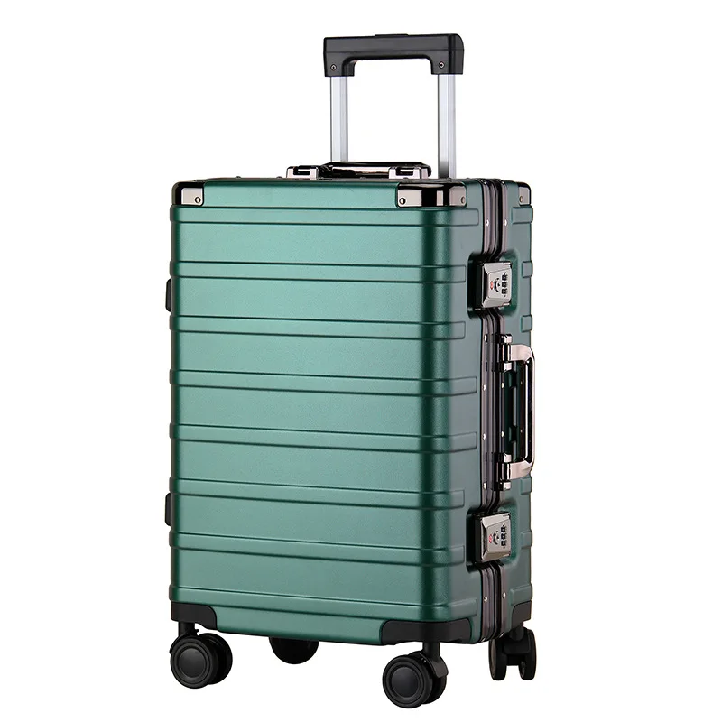 Travel suitcase on wheels Aluminum frame Business rolling luggage case combination lock lightweight luggage ABS+PC travel bags