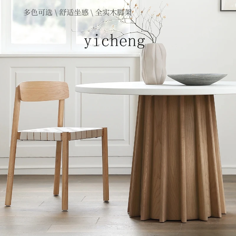

XL1 Vintage Dining Chair Home Simple Medieval Solid Wood Chair Restaurant Woven Strap Betty Chair