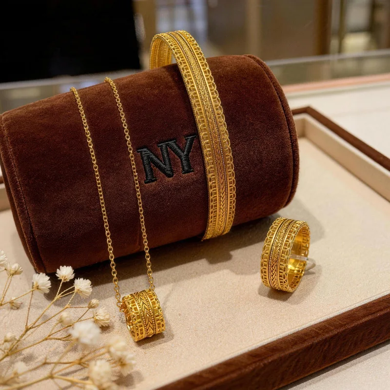 

9999 24K real gold ancient gold filigree waist wrapped with thousands of copper coins and wheat ears ring bracelet pendant