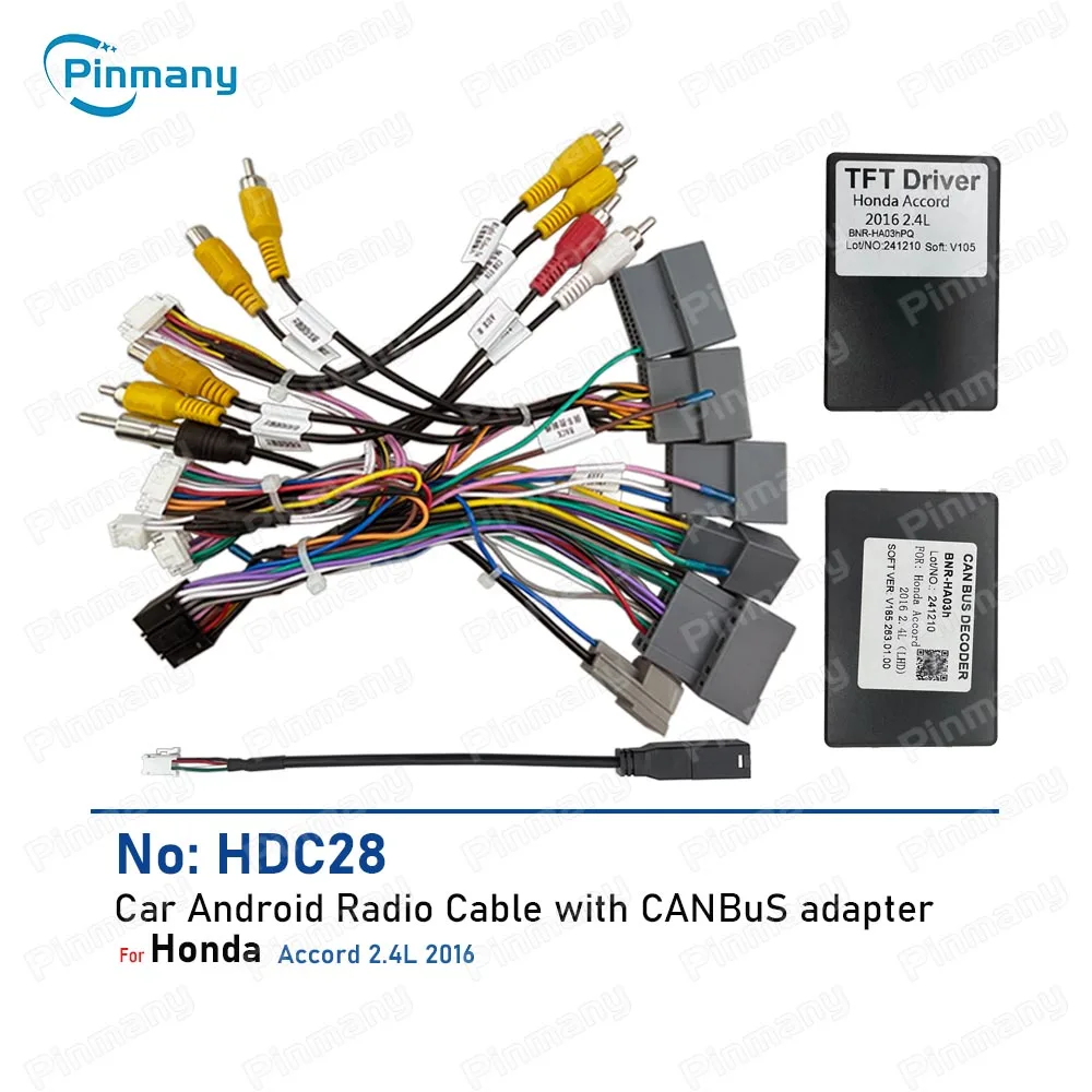 Install Aftermarket Car android Radio Cable Power Wire Harness connector CAN Bus TFT Driver Adapter for 2016~2017 Honda Accord