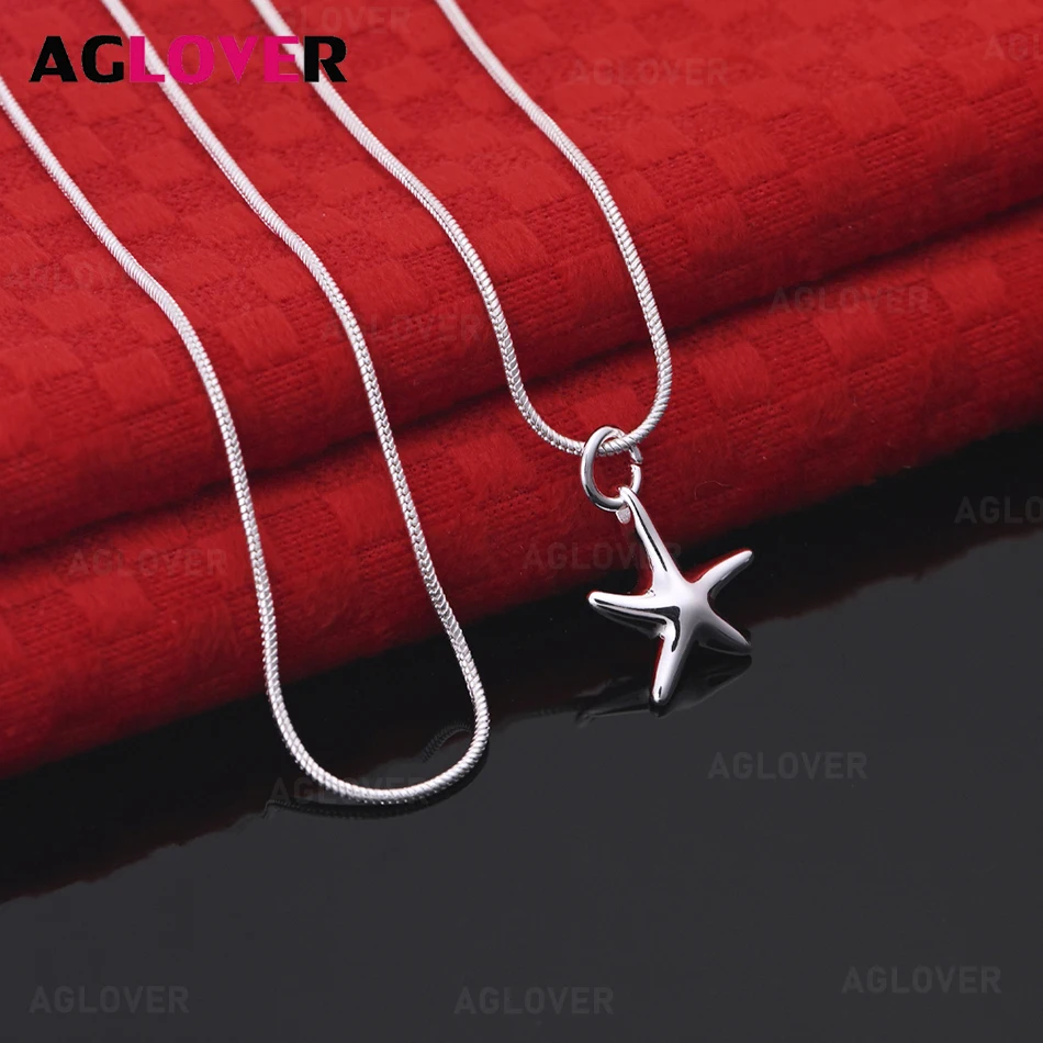 

AGLOVER 925 Sterling Silver Pentagram Pendant Necklace Small Fresh Design Women's Engagement Jewelry