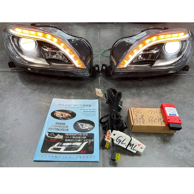for Mercedes Benz ML W166 GL Headlights Front Light 2012  2015 Upgrade  LED Headlamp ML350 ML300 Automotive Accessories