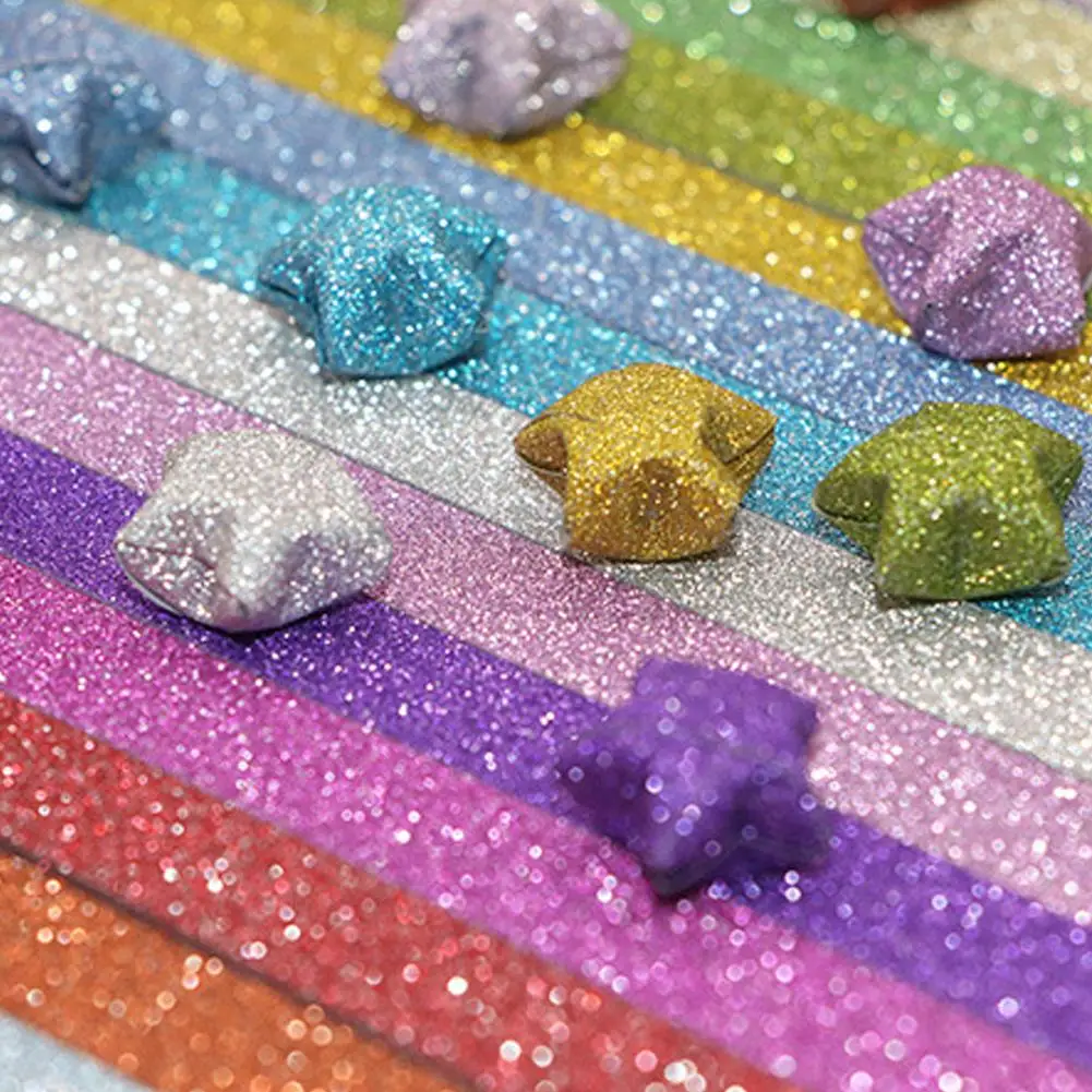 Lucky Star-Bandes de papier colorées, paillettes scintillantes de Rotterdam, papier pliant pour la décoration, fournitures d'artisanat d'art, étoile de souhait