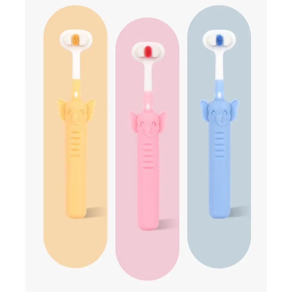 Three Sided Child's Toothbrush Soft Bristle Brush Deep Oral Cleaning Teeth Brush With Tongue Scraper Teeth Cleaner Kid Oral Care