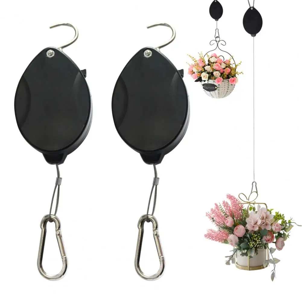 Maximum Length Plant Hook Retractable Plant Hangers Telescopic Hooks Pulleys for Hanging Plants Garden Patio Balcony Porch