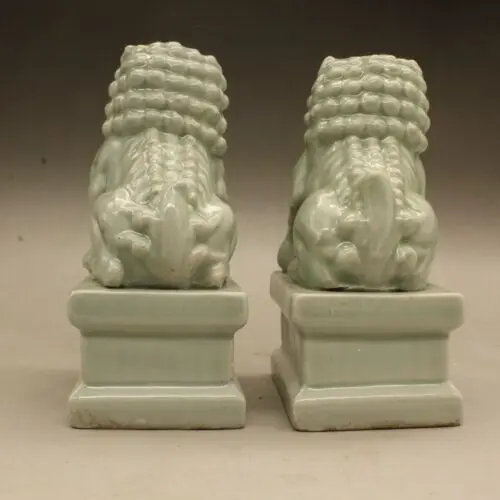 6.1 "الصين السيراميك الخزف فنغشوي فو فو الكلب الحرس الأسد زوج تمثال زوج #3