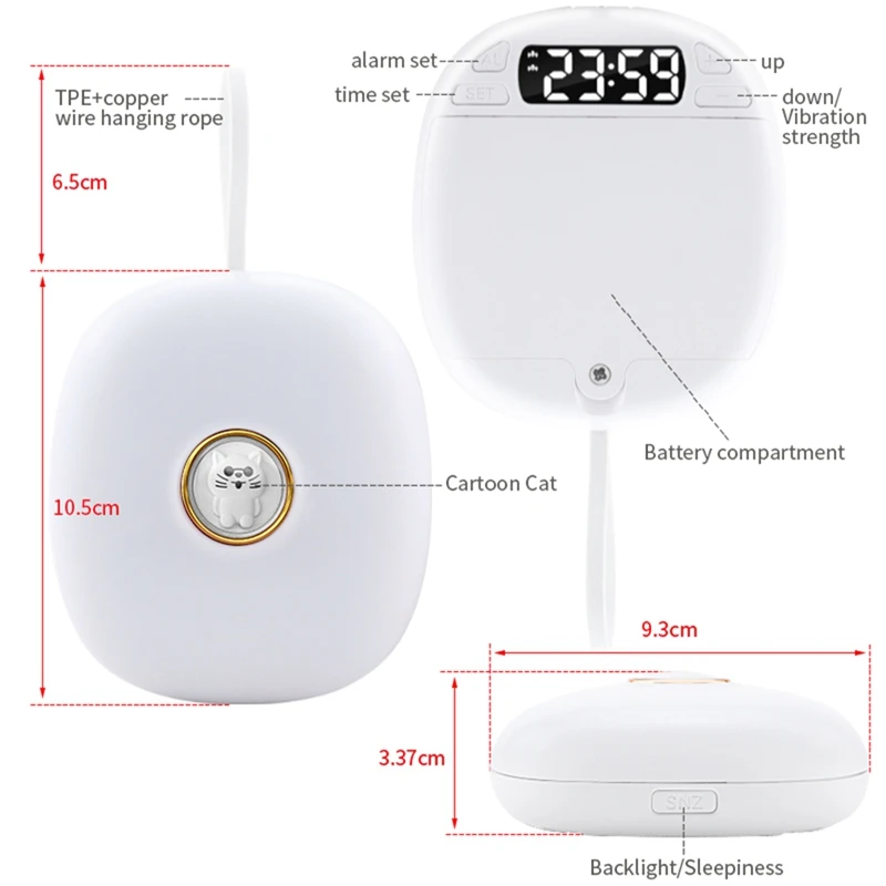 Mute Vibrerende Wekker Shaker Impact Voor Slechthorende Snooze Student Cartoon Klokken Licht Herinnering Geen Dirub