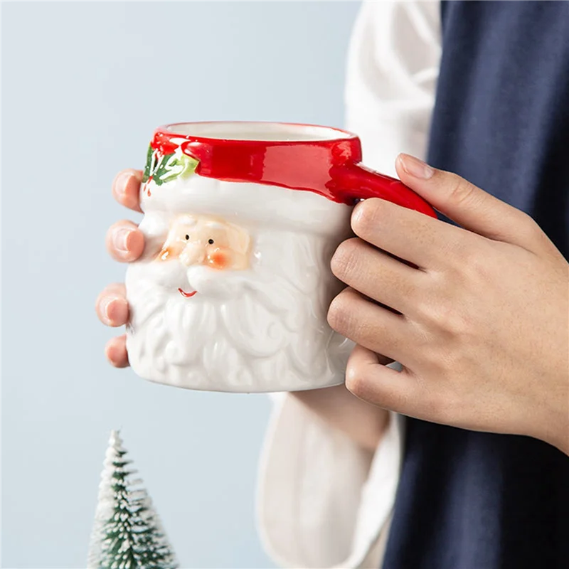 ホットセール-2X 400 ミリリットルマグ漫画かわいいかわいいクリスマスマグ 3D カップミルクコーヒーウォーターカップマグ