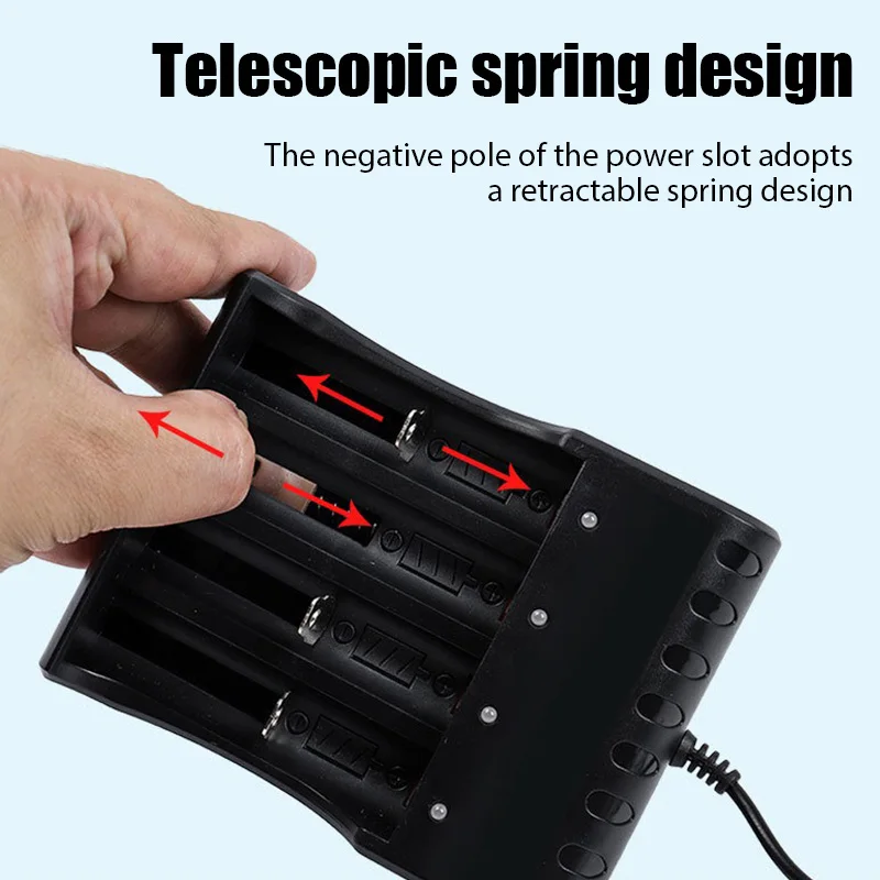 4 Slots 18650 Battery Charger 3.7/4.2V Series Lithium Battery Charging For 18350 14500 26500 22650 Fast USB Charging Adapter