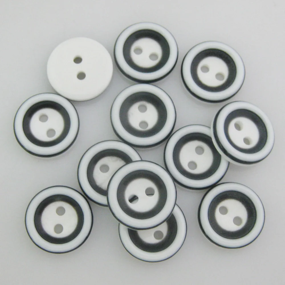 NBNNKN Multisizes Fashion Buttons For Children Shirt Black White Resin 30Pcs Sewing Apparel Craft Decoration