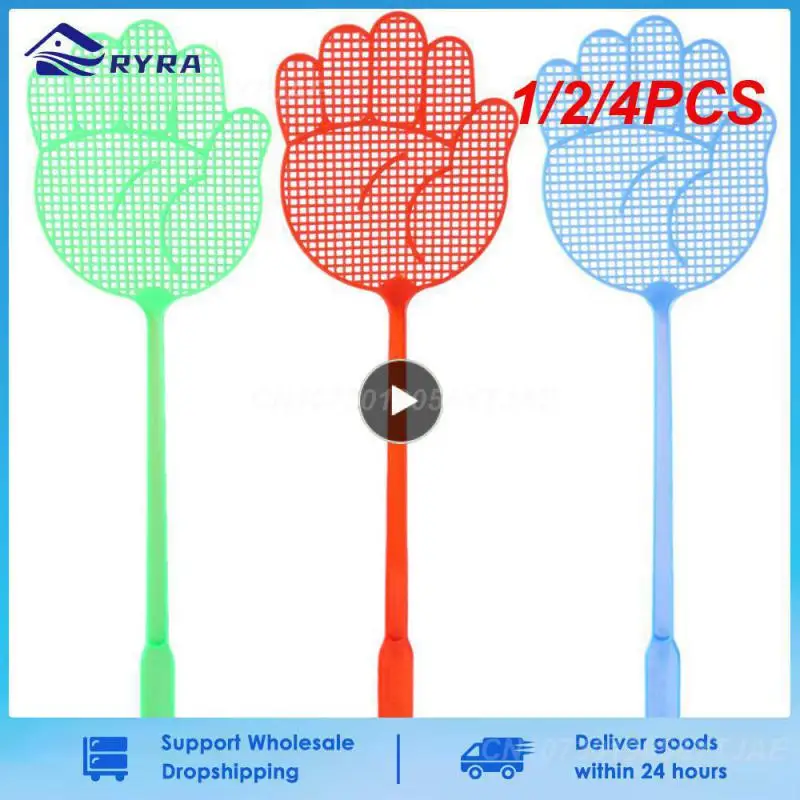 1/2/4PCS Fly Swatters Cute Palm Pattern Plastic Flyswatters Mosquito Pest Control Insect Killer Home Kitchen Accessories Random