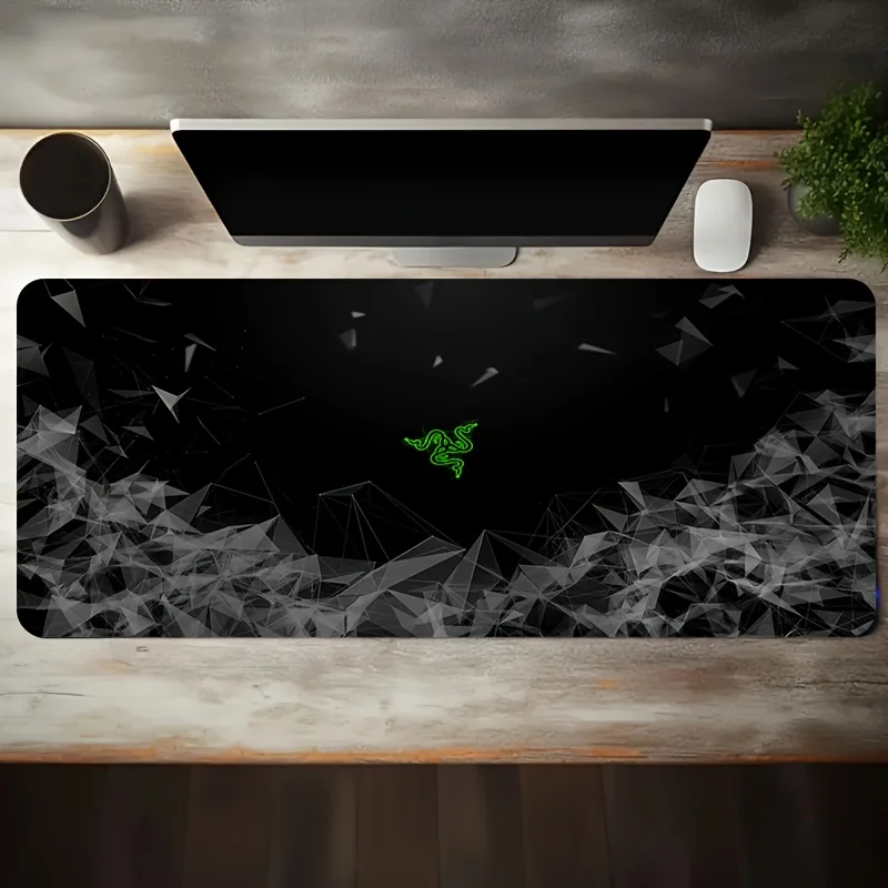 1pc Large Gaming Mouse Pad with Black & White Dot Matrix Design-Non-Slip Rubber Base, Washable Surface,Oversized Desk Mat for PC