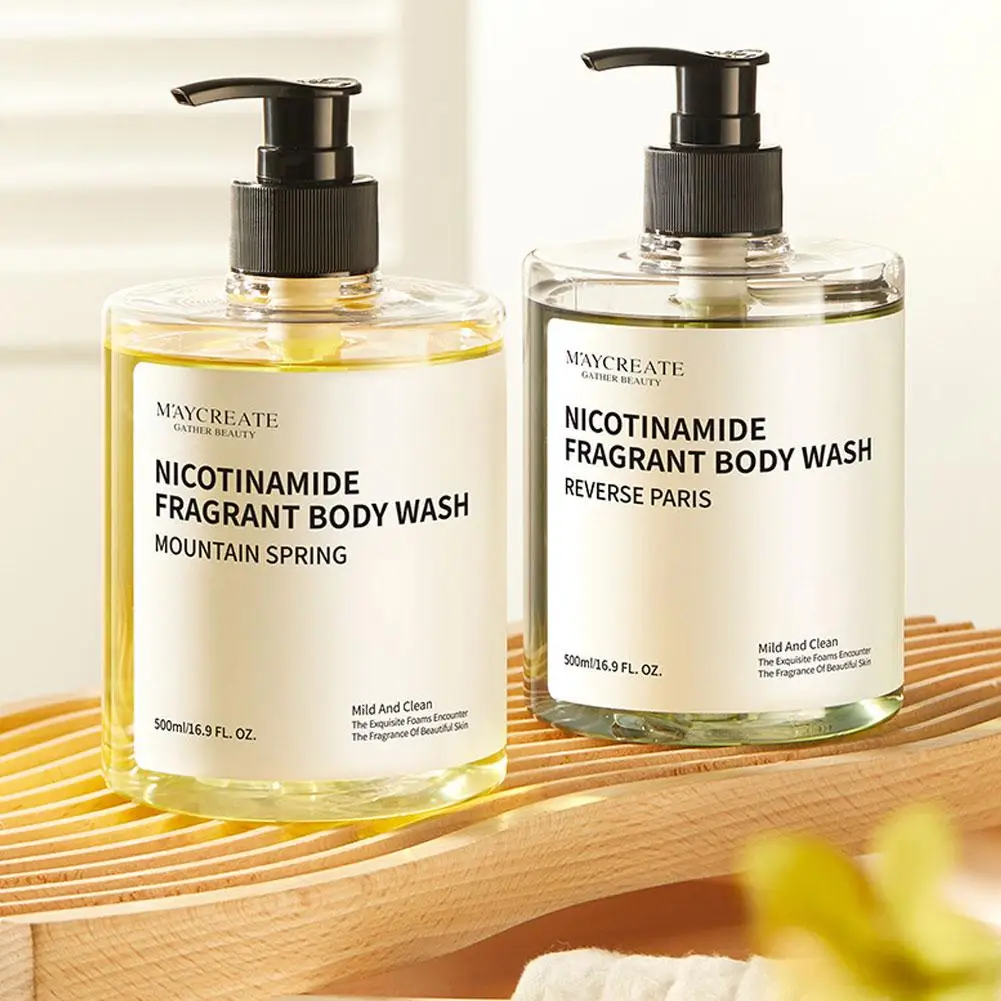 

Niacinamide Fragrance Shower Gel 500ml Long-lasting Aroma Moisturizing and Hydrating Body Wash Shower Cream for Women N1G2