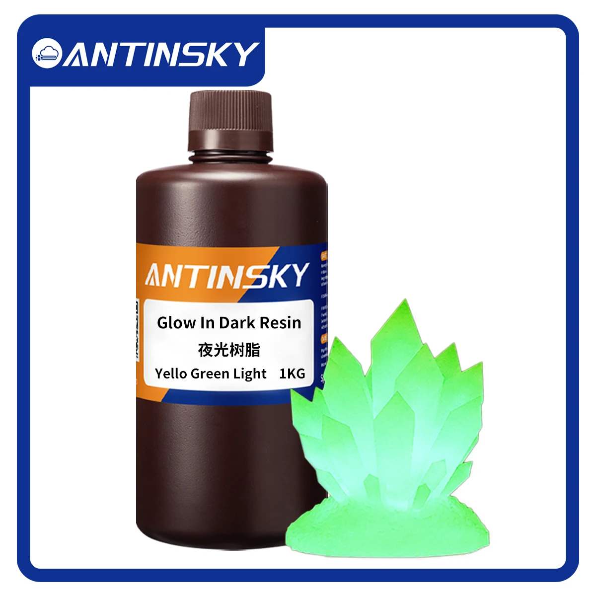 

Antinsky Glow in Drak Resin 1kg for LCD 3D Printer, high Brightness Long Lasting Glow Resin for DIY Jewelry Crafts Casting Molds