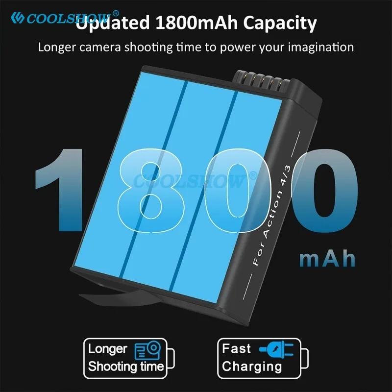 Batería de 1800mah para DJI Osmo Action 3 Action 4, cargador de batería, cámara de acción para baterías Osmo Action4 Action3