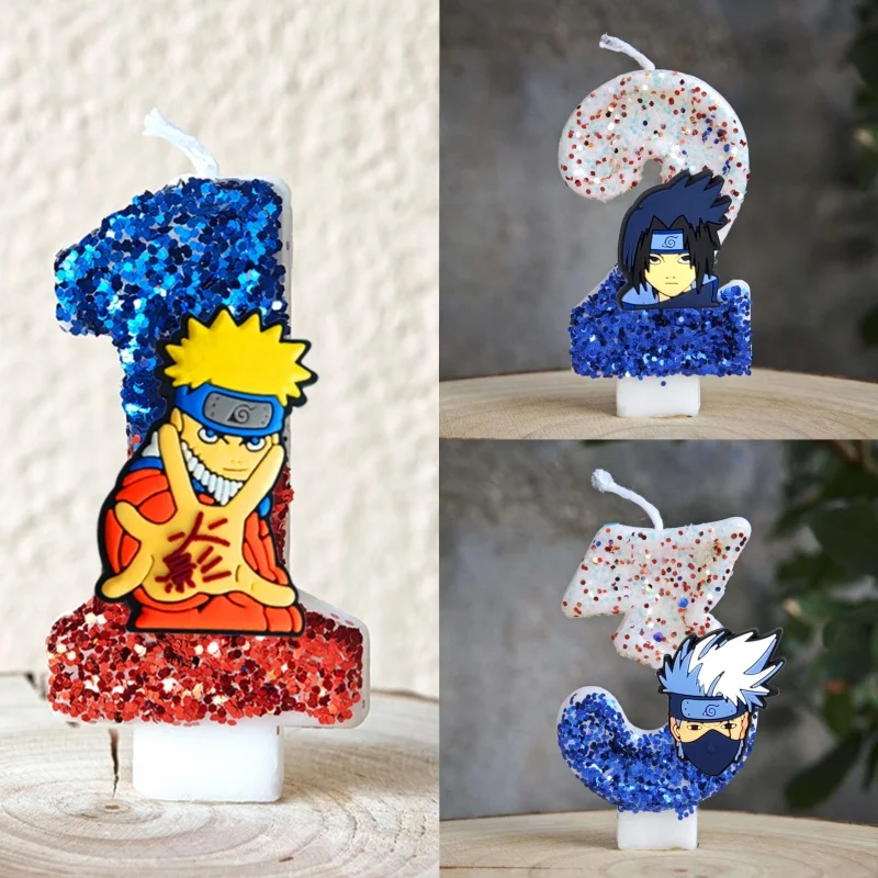 Velas de Naruto con tema de 0 a 9, velas con números, decoración de pasteles, adorno para tarta de Baby Shower, regalo de fiesta de cumpleaños para niños