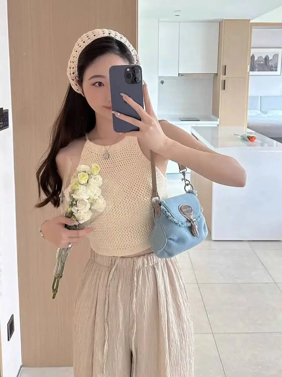 Bloom Vintage Denim Y2k Handbag Women 2023 Spring New Casual Large Capacity Shoulder Bags Ladies Haruku Crossbody Bag Female