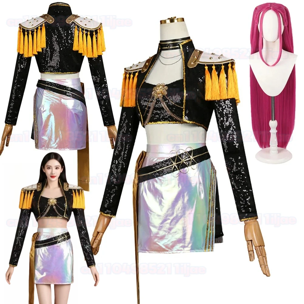 

RUMI ZOEY Demon Hunter of KPop Mira Cosplay Singing Suit Wigs 2025 NEW Cartoon Costume Women Halloween Carnival Party Clothes