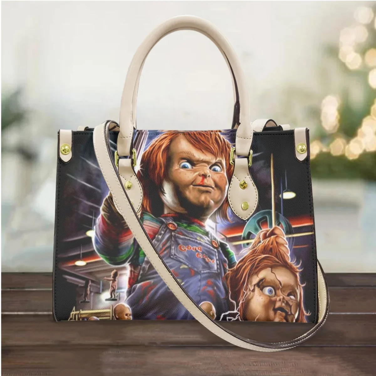 Tas tangan wanita modis desain Chucky Play tas selempang wanita tas bahu Tote wanita kulit PU kecil tas selempang wanita