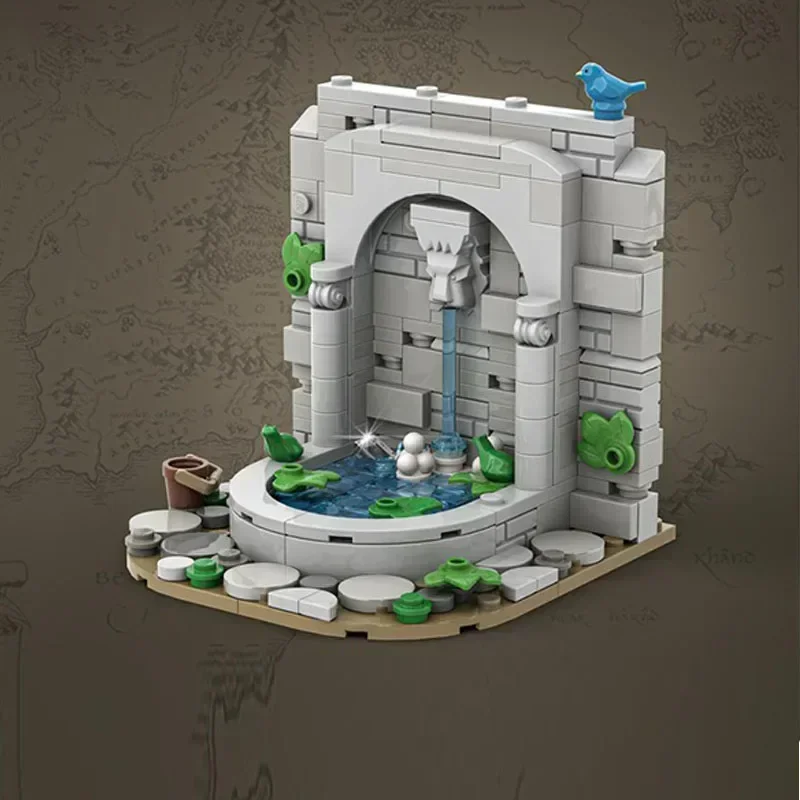 Medieval Castle Model MOC Building Bricks Spring Garden Fountain Modular Technology Gifts Holiday Assemble Children Toys Suit