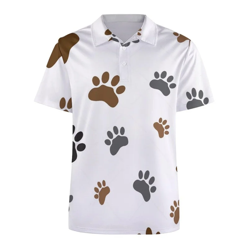 Fashion Cartoon Lobster Pattern Polo Shirt For Men Summer 3D Print Dog Short Sleeves Kids T-shirt Street Button Loose T Shirts